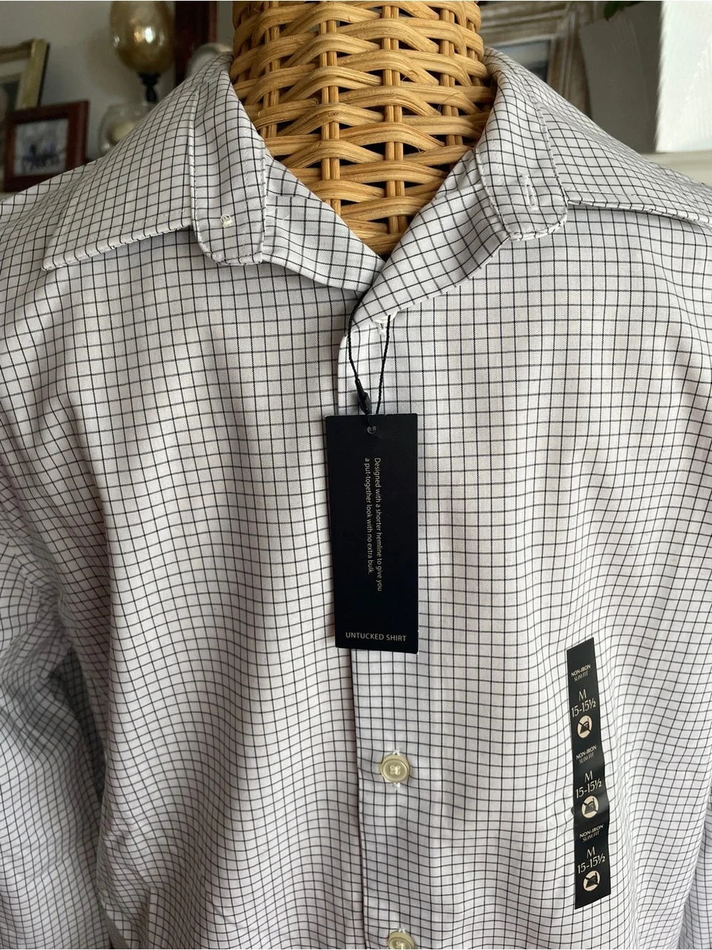 Banana Republic untucked fit Checked Dress Shirt New M